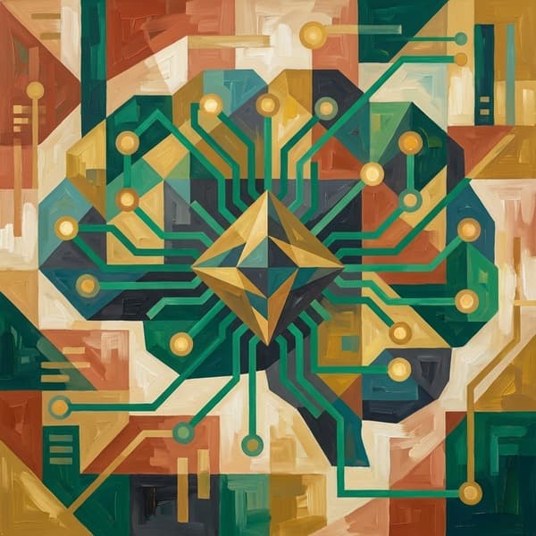 IA educacional — pintura cubista